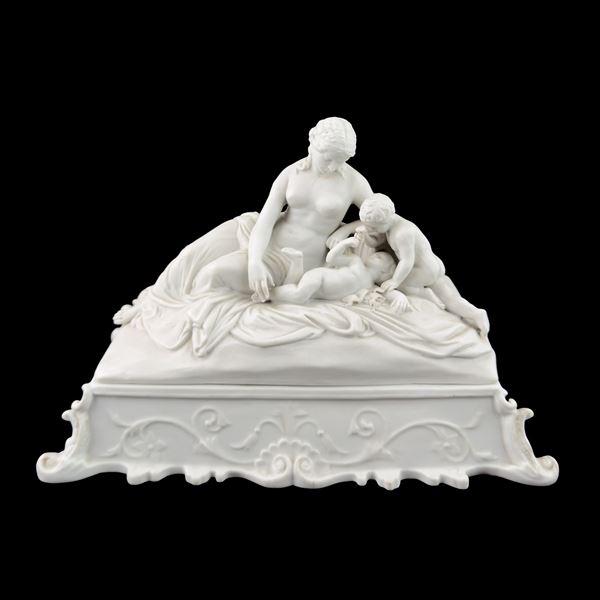 Calamaio in porcellana e biscuit, XIX secolo