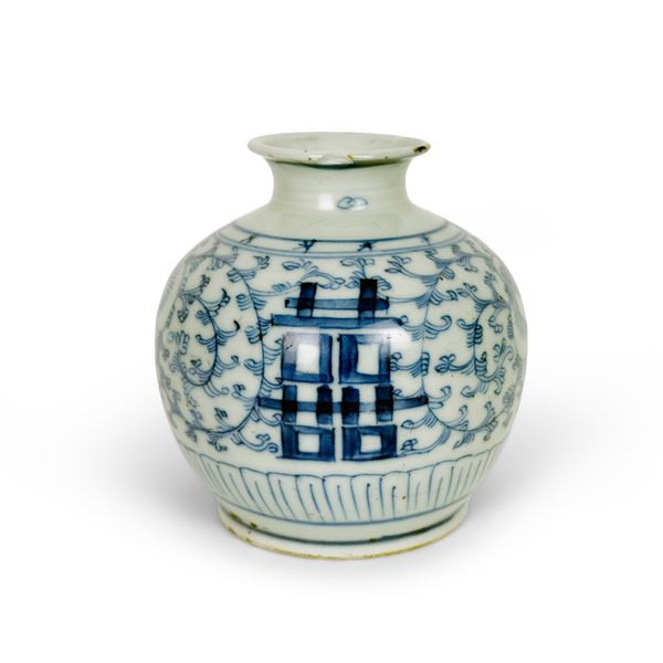 Ginger jar in porcellana bianca e blu, Cina