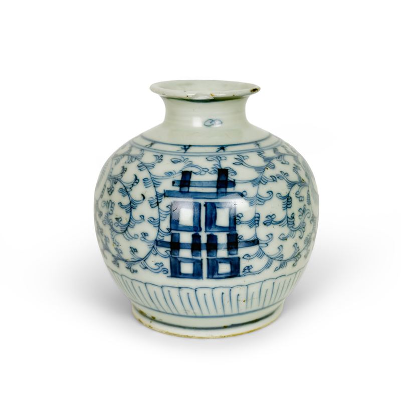 Ginger jar in porcellana bianca e blu, Cina