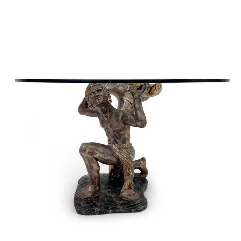 Tavolo con piano circolare in vetro