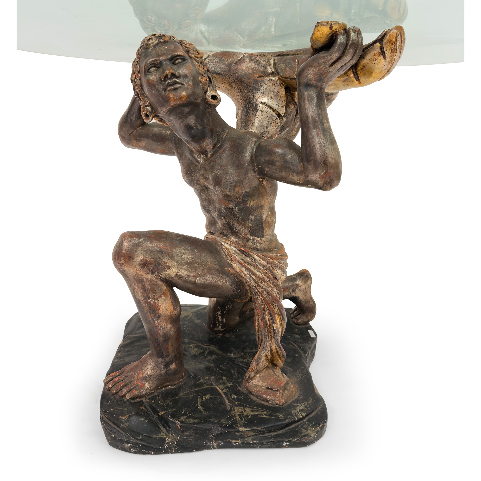 Tavolo con piano circolare in vetro