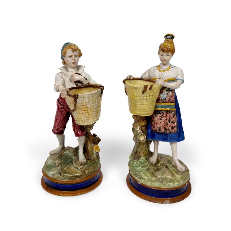 Coppia di sculture in porcellana policroma, Urbano Lucchesi per Ginori, seconda metà del XIX seco...