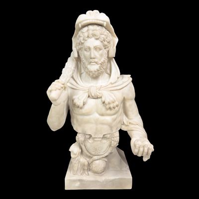 Scultore anonimo, Busto dell'imperatore Commodo con attributi di Ercole, scultura in marmo bianco