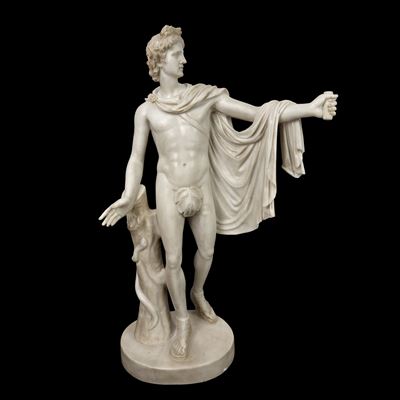Apollo del Belvedere, scultura in marmo bianco, h. cm. 100