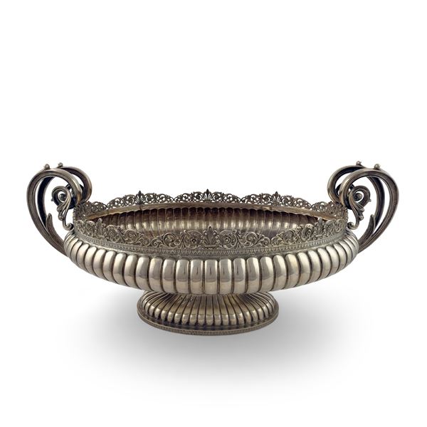 Centrotavola in argento, Milano, Arno Fassi, punzone del fascio littorio