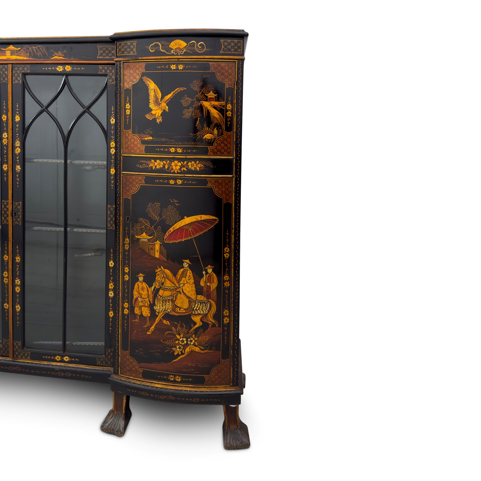 Credenza in legno laccato nero e dorato, Inghilterra, XIX secolo