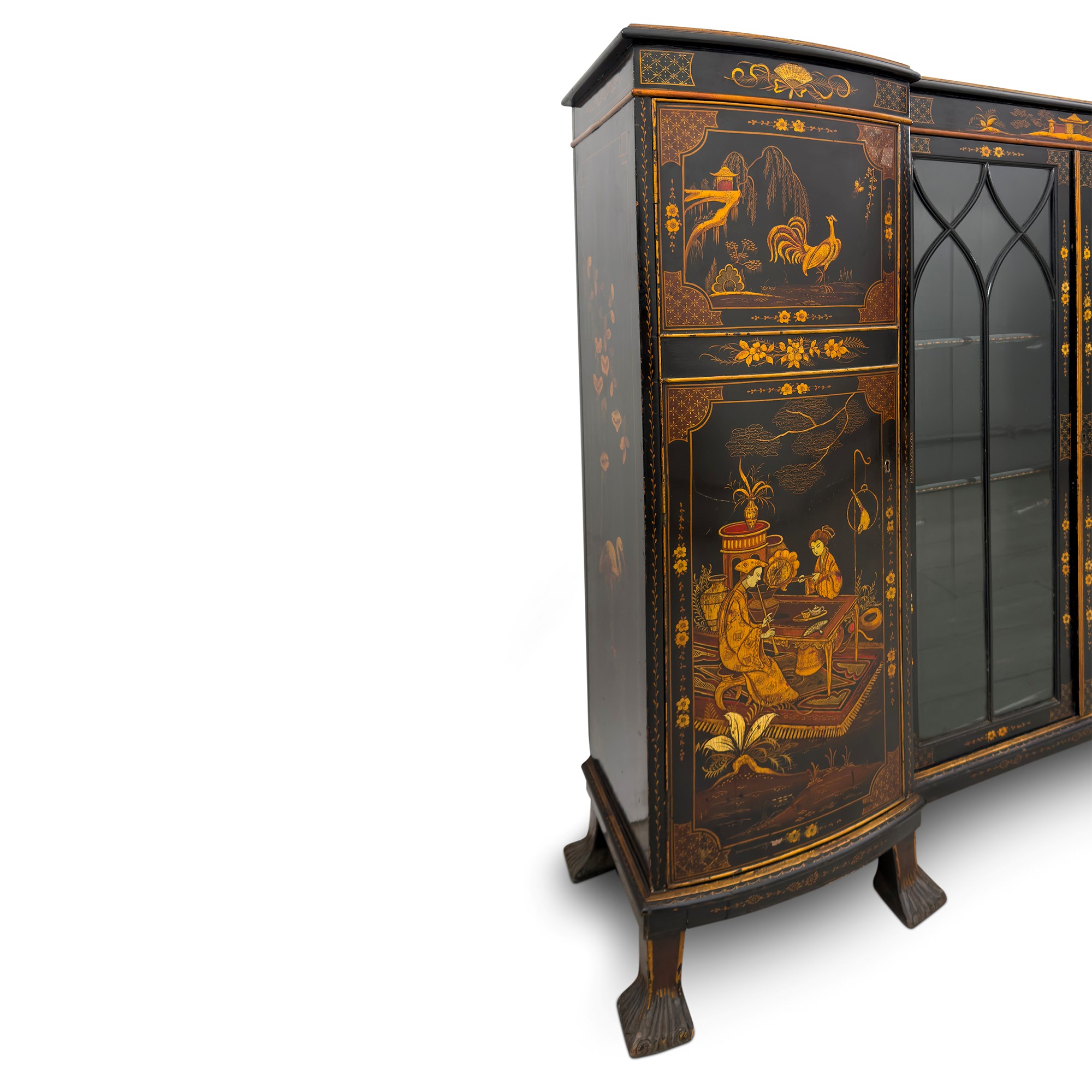 Credenza in legno laccato nero e dorato, Inghilterra, XIX secolo