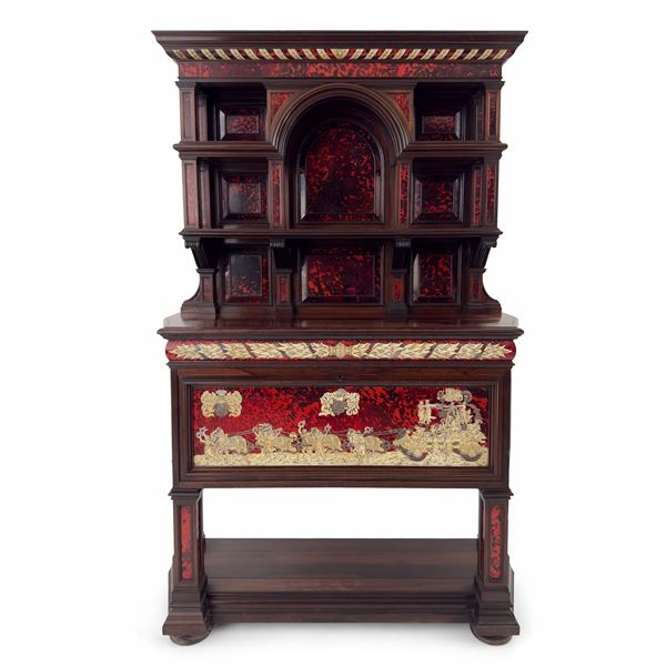 Mobile a due corpi lastronato in palissandro, Inghilterra, XIX secolo