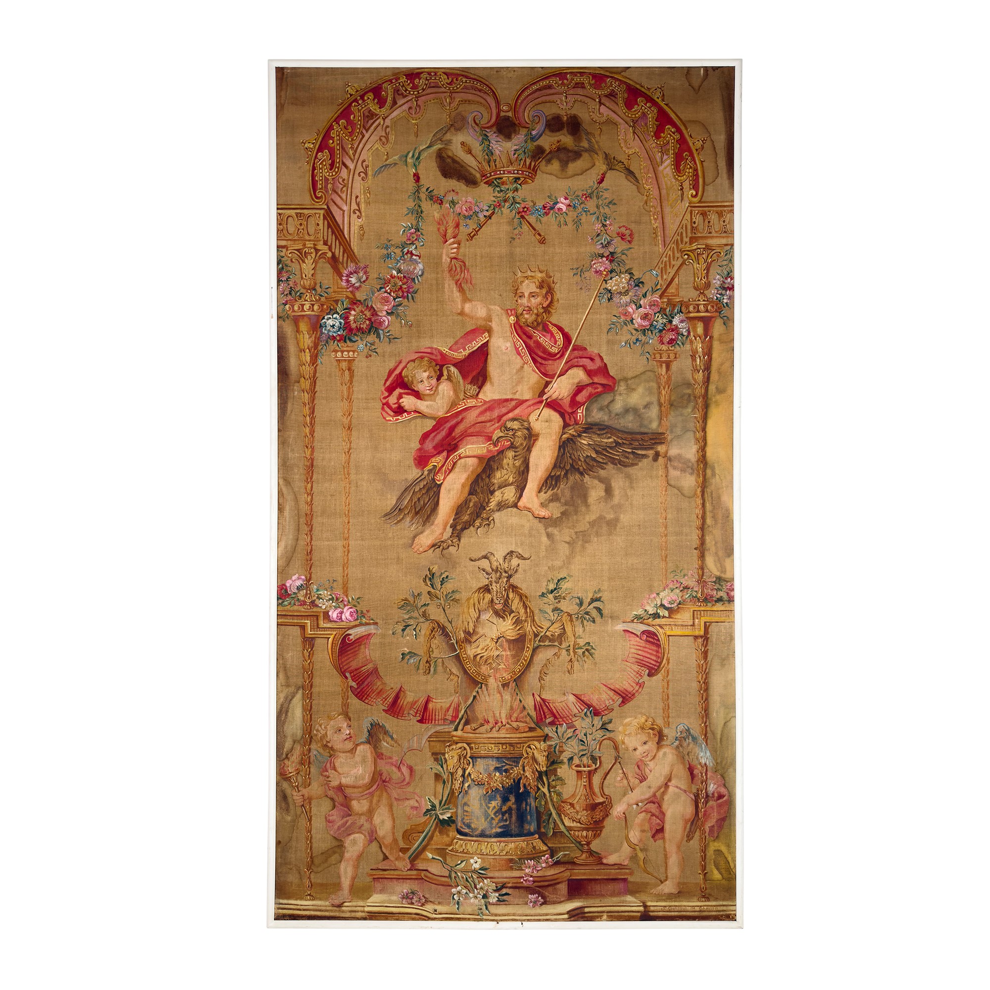P. Garnier de Grassin, Coppia di pannelli dipinti su tela raffiguranti Venere e Giove, Francia, f...