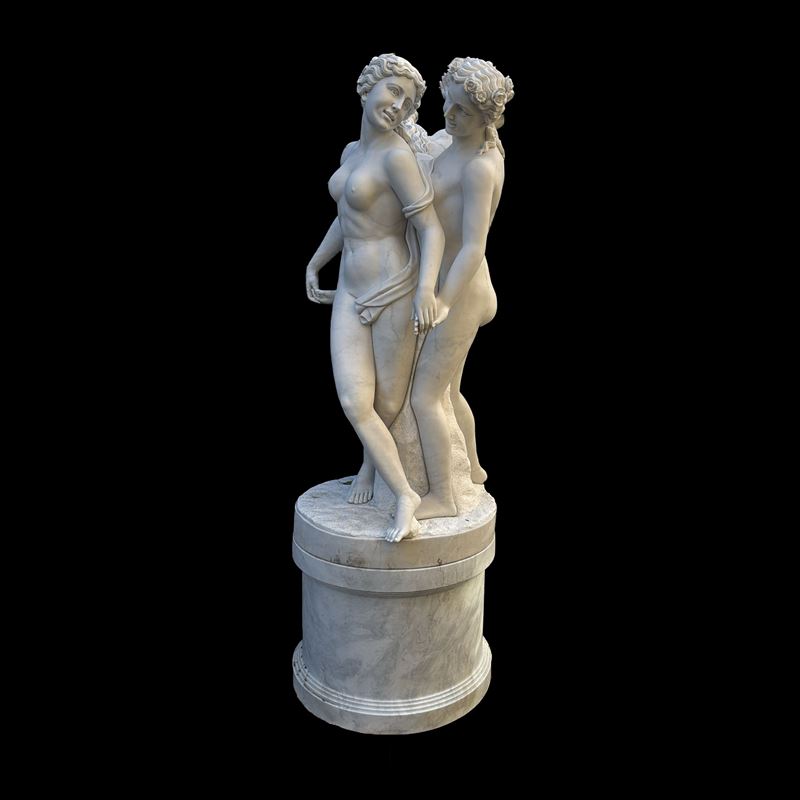 Scultore italiano del XIX secolo, Le Tre Grazie - grande gruppo in marmo bianco