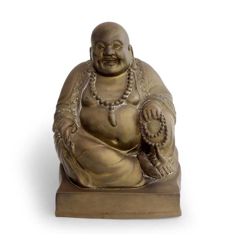 Buddah seduto in bronzo patinato, Arte orientale