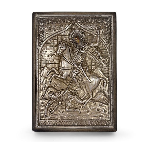 Icona rivestita in argento