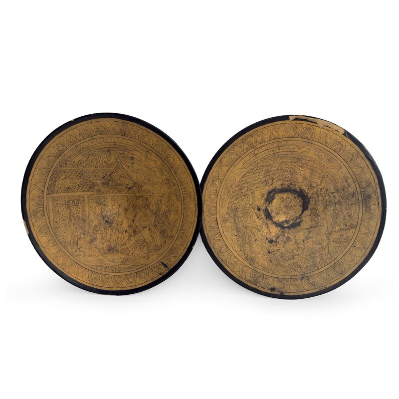 Coppia di grandi piatti da parete, Arte indiana