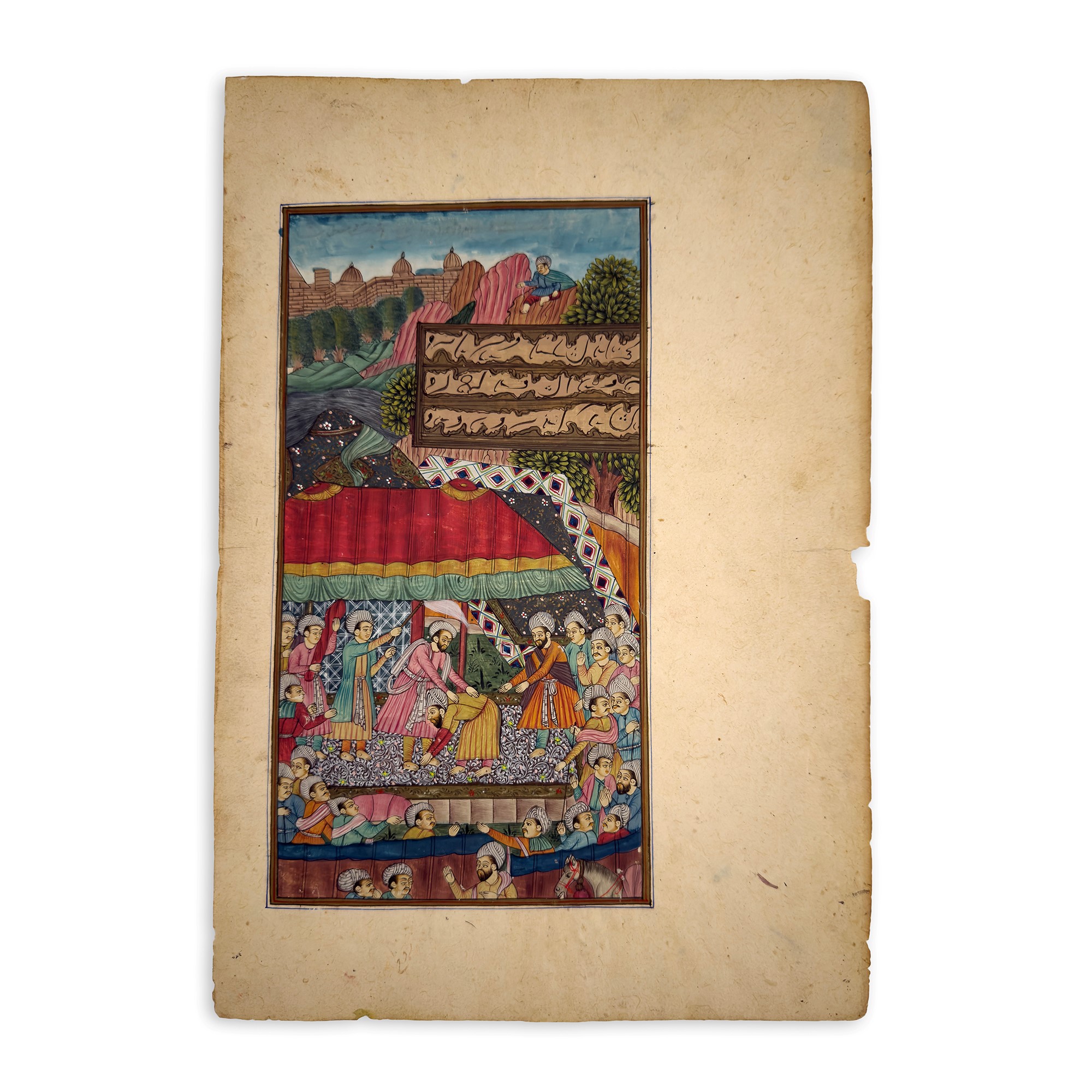 Cinque pagine miniate a tempera, Persia, XIX secolo