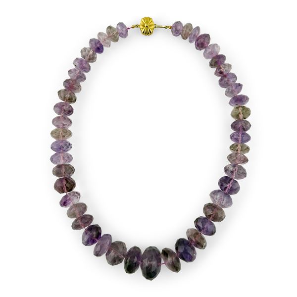 Collana con quarzi ametrini sfaccettati e chiusura in oro giallo 18kt.