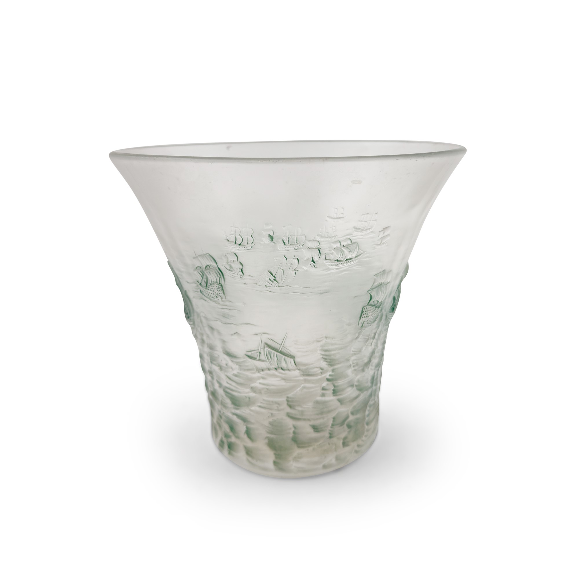 Armada, Vaso in vetro Barolac, Cecoslovacchia, anni '30, cm 20x22,5