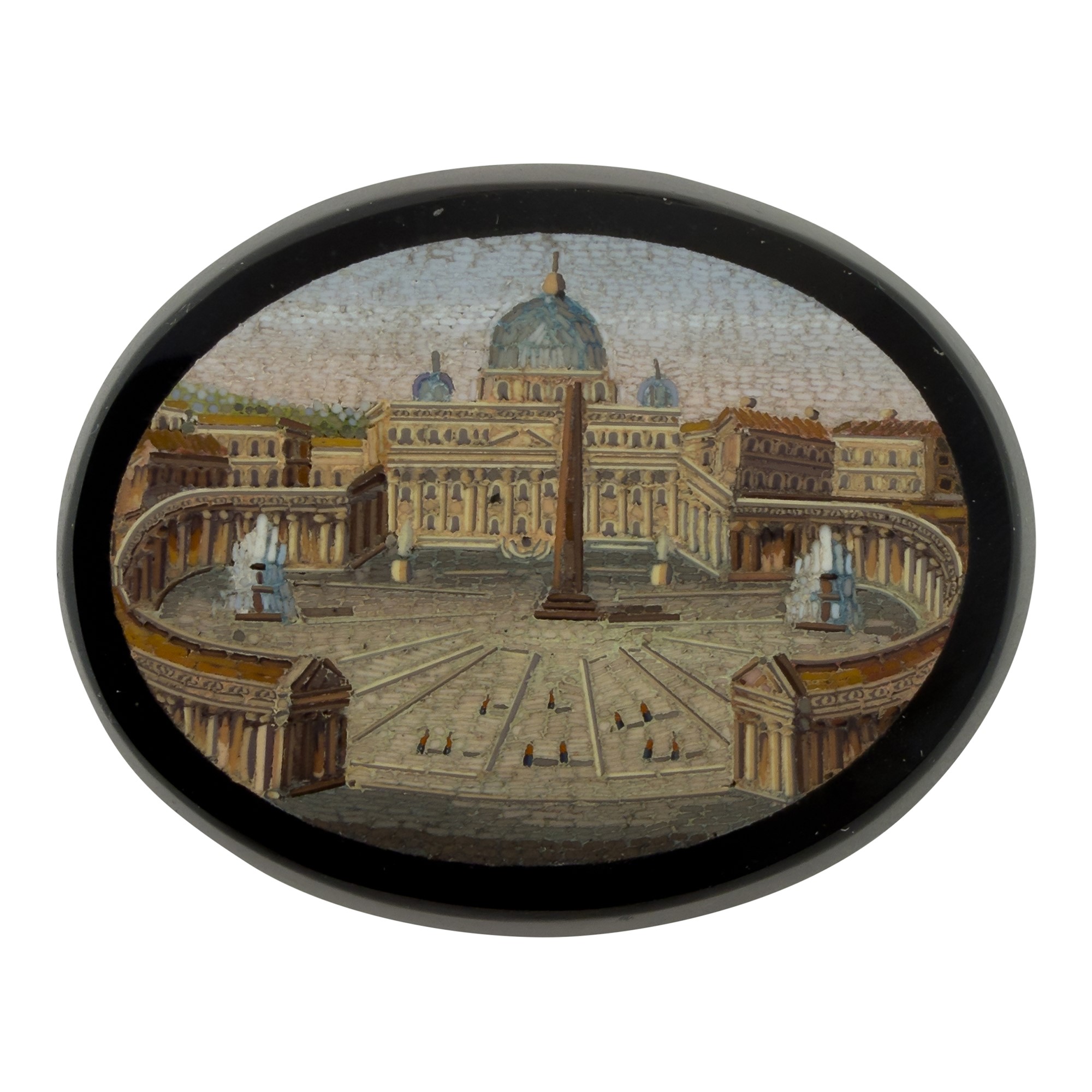 Placca ovale in micromosaico raffigurante Piazza San Pietro, XIX secolo