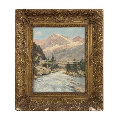 Clement Castelli, Paesaggio di montagna, olio su tela