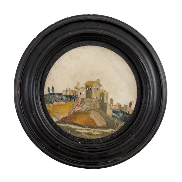 Placca circolare in pietre mischie, Toscana o Sicilia, XVIII secolo