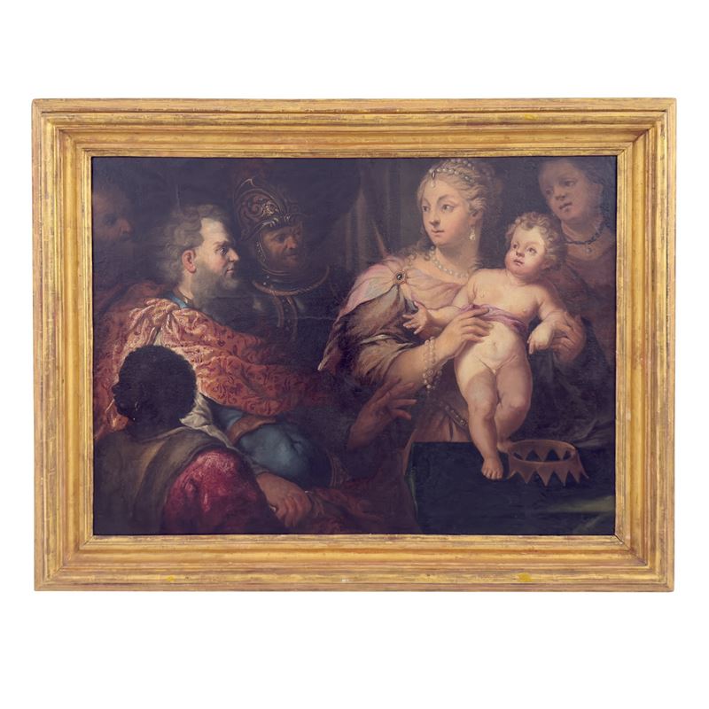 Pittore veneziano del XVII secolo, Mosè bambino che calpesta la corona del Faraone