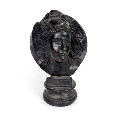 Hypnos, Testa in Bronzo Patinato dalla Scultura di Emilio Santarelli