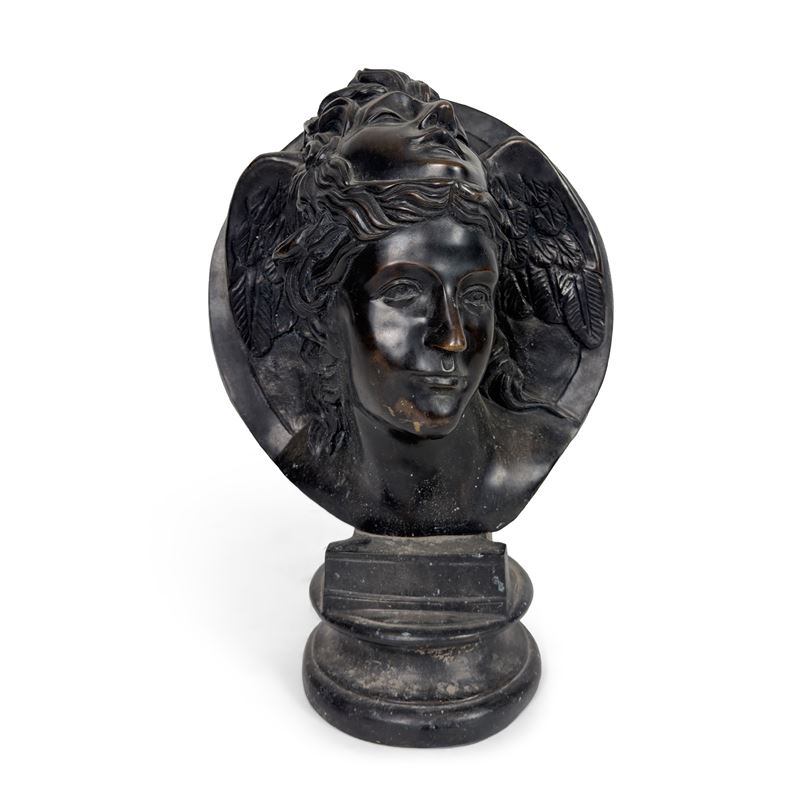 Hypnos, Testa in Bronzo Patinato dalla Scultura di Emilio Santarelli
