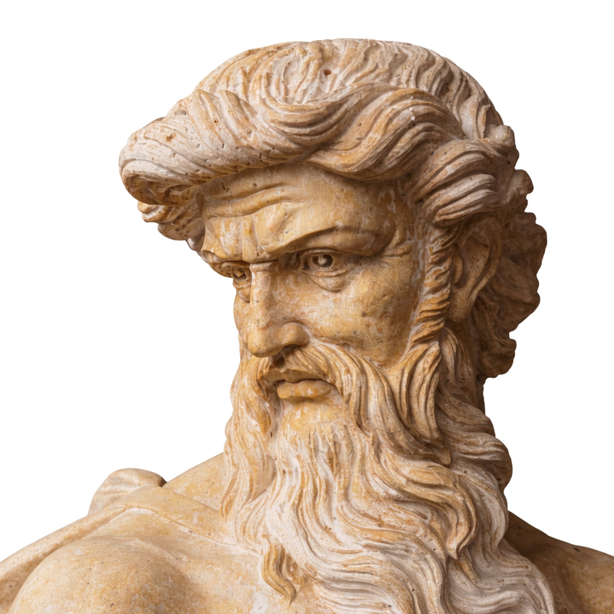 Grande Figura di Nettuno in Marmo Giallo