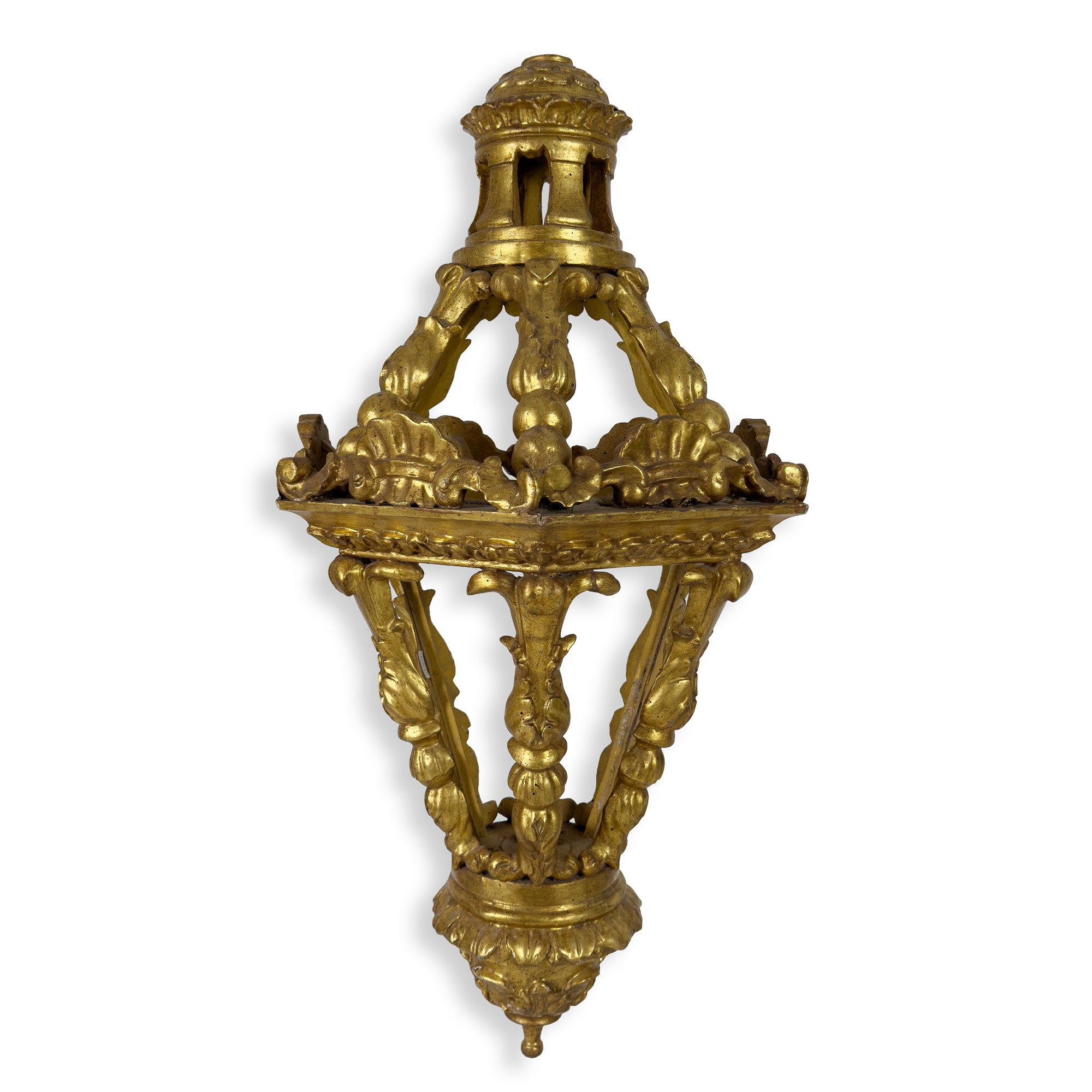 Coppia di lanterne in legno dorato, XIX secolo