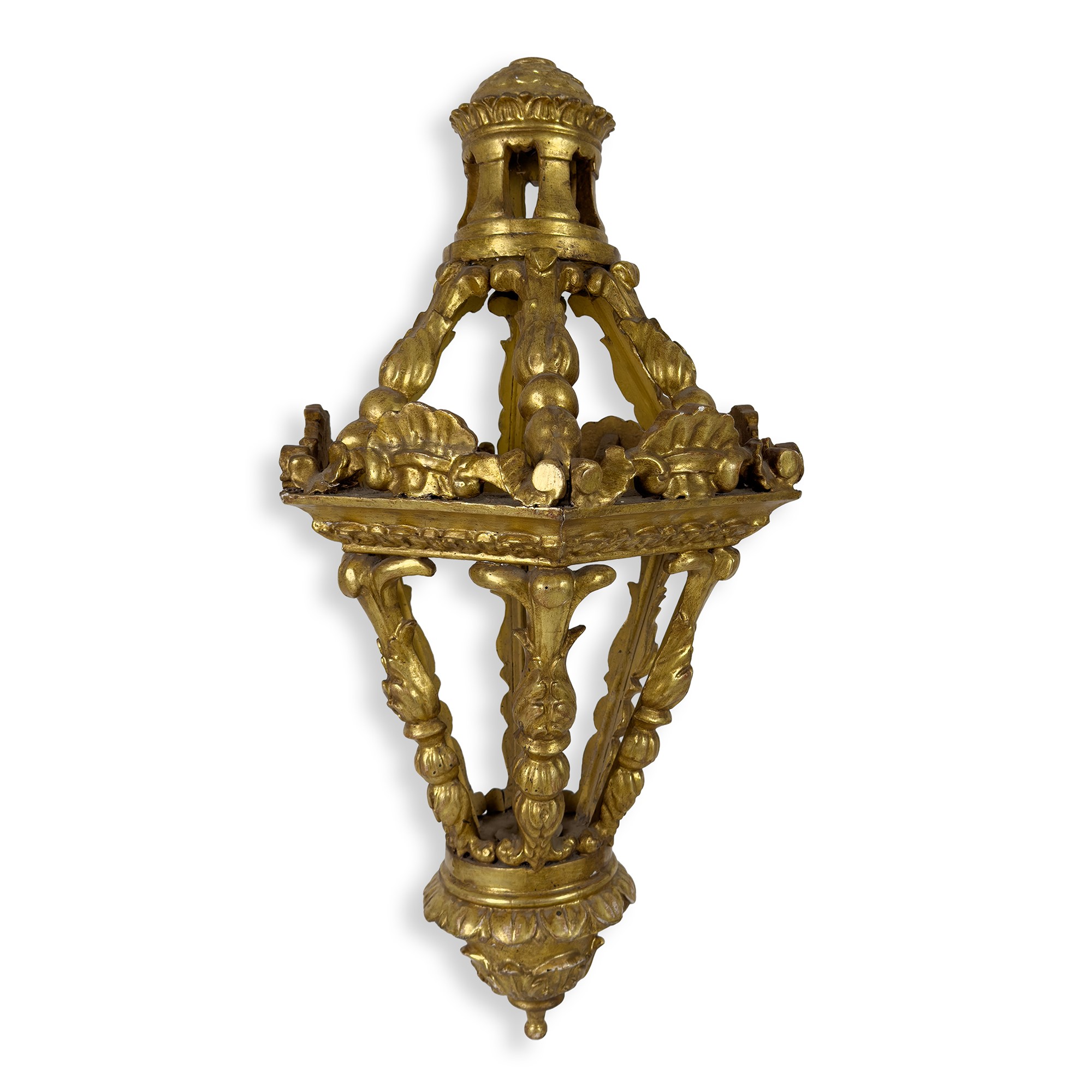 Coppia di lanterne in legno dorato, XIX secolo