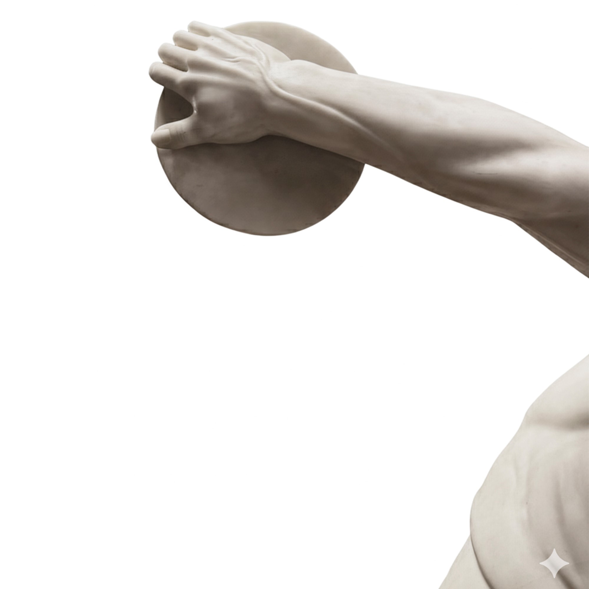 Grande Figura di Discobolo in Marmo Bianco