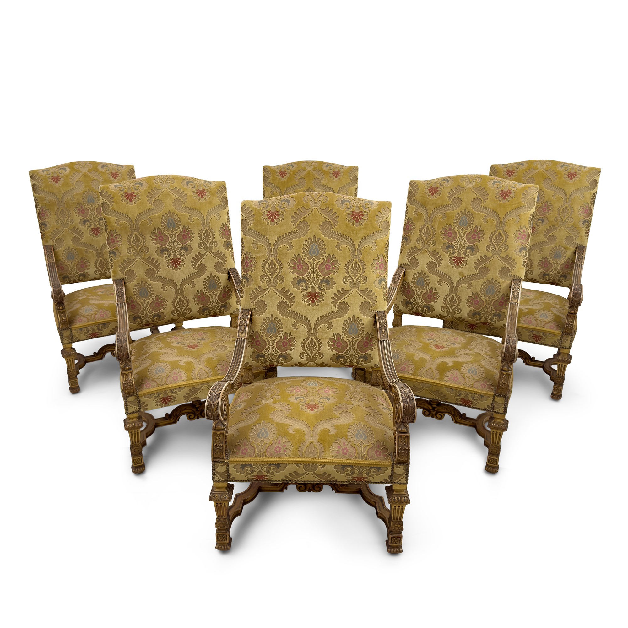 Servizio da salotto composto da un divano e sei poltrone in stile Reggenza