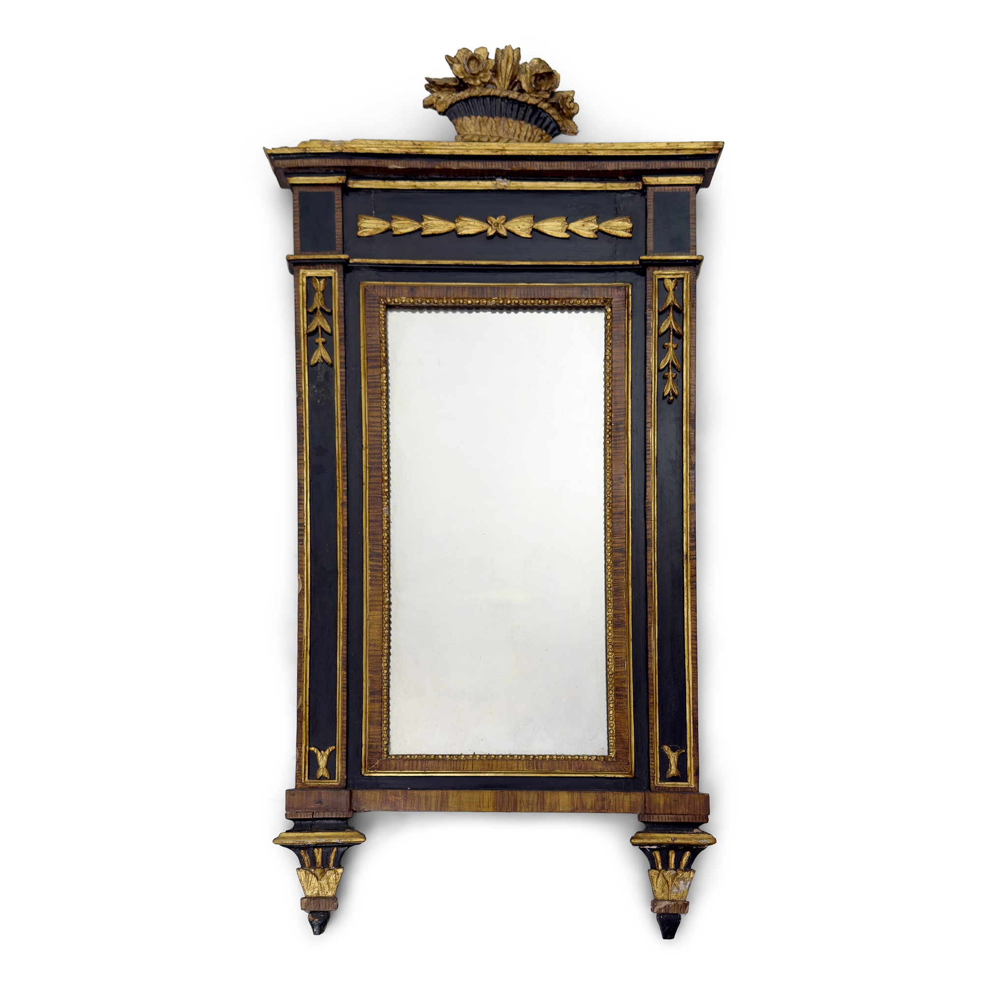 Coppia di specchiere in legno ebanizzato e dorato, Lucca, inizi del XIX secolo