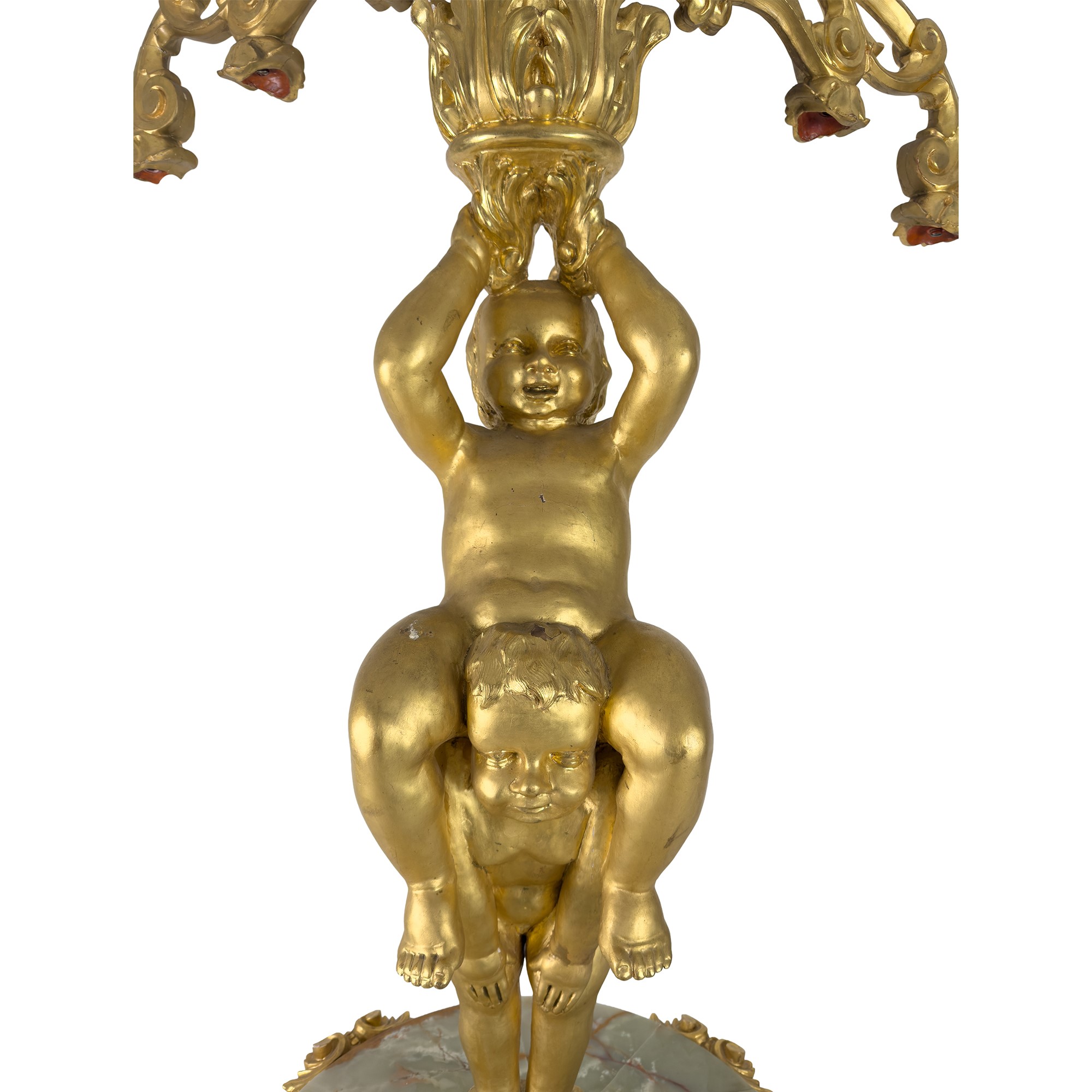 Flambeau da centro in legno dorato