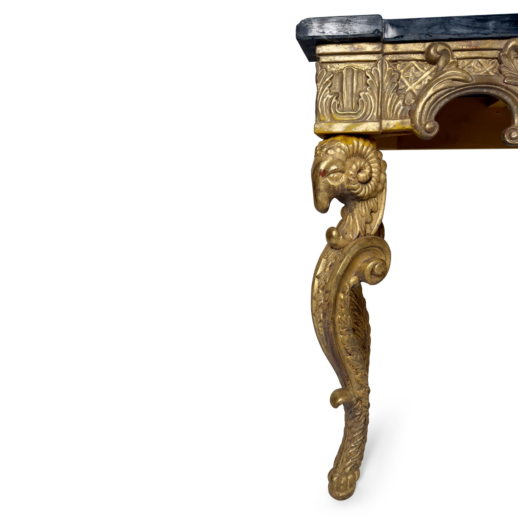 Coppia di consoles in legno dorato in stile Reggenza