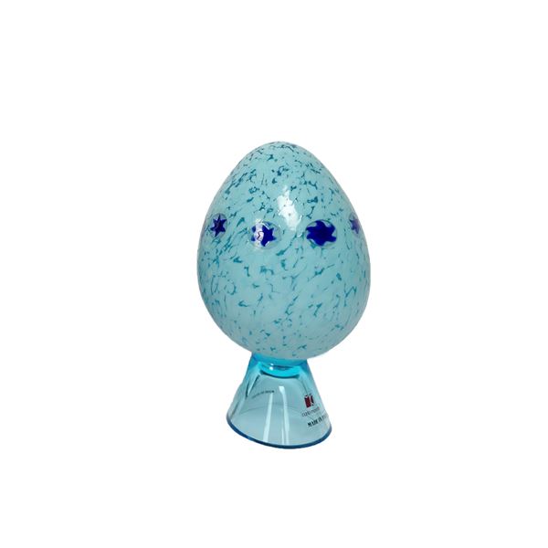 Uovo in vetro azzurro e celeste, Murano, Carlo Moretti