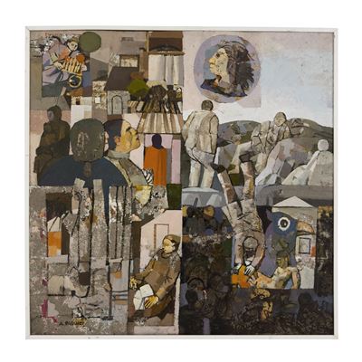 Aleardo Paolucci, Il buon samaritano (1999), olio su compensato, cm 100x100