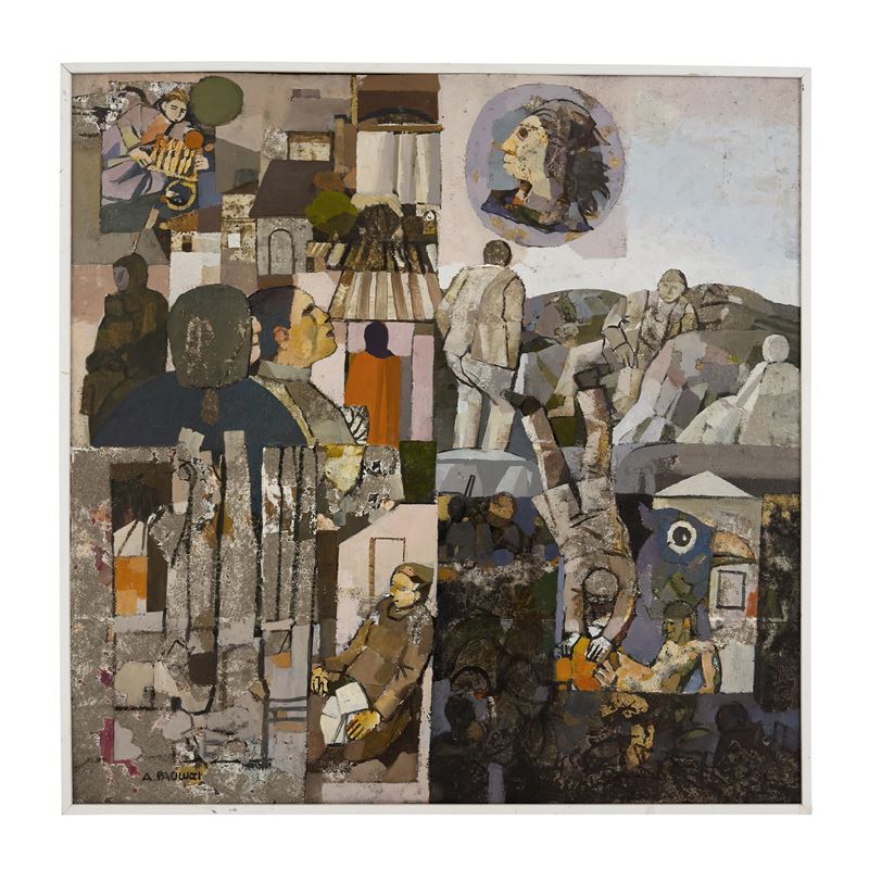 Aleardo Paolucci, Il buon samaritano (1999), olio su compensato, cm 100x100