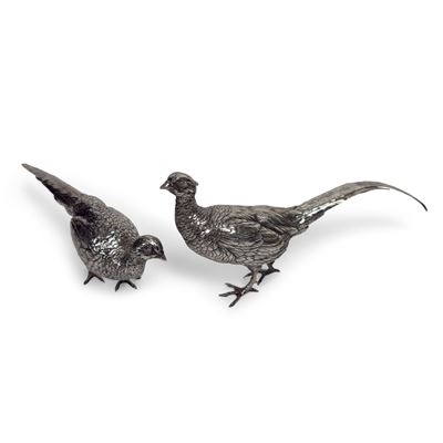 Scultore anonimo, Due fagiani in argento