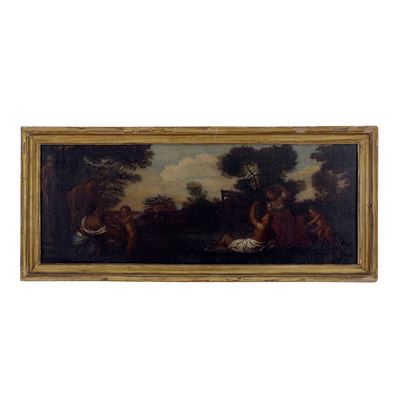Pittore romano degli inizi del XVIII secolo, Paesaggio con ninfe e putti
