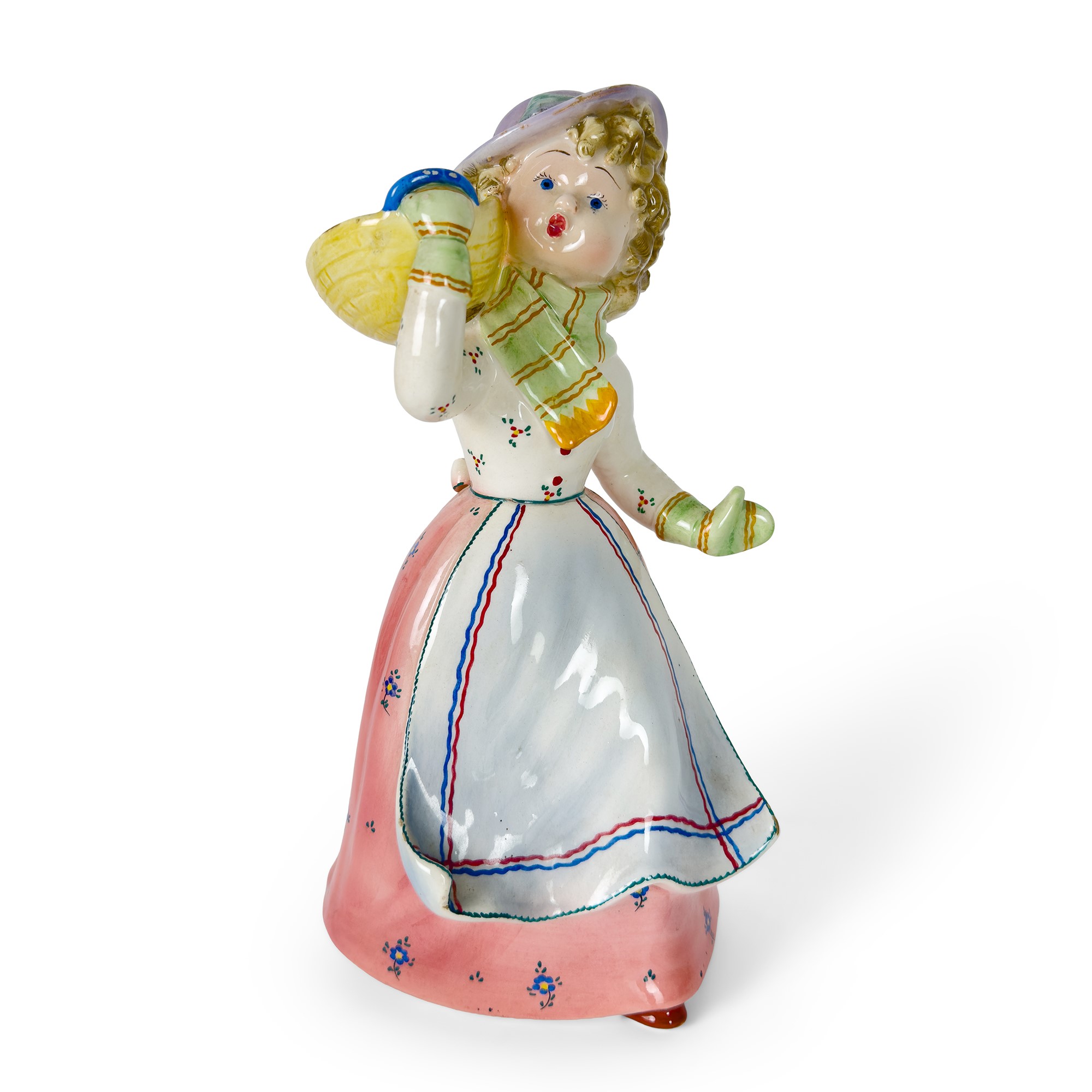 Collezione di quattro sculture in ceramica bianca e policroma, anni '40-'50