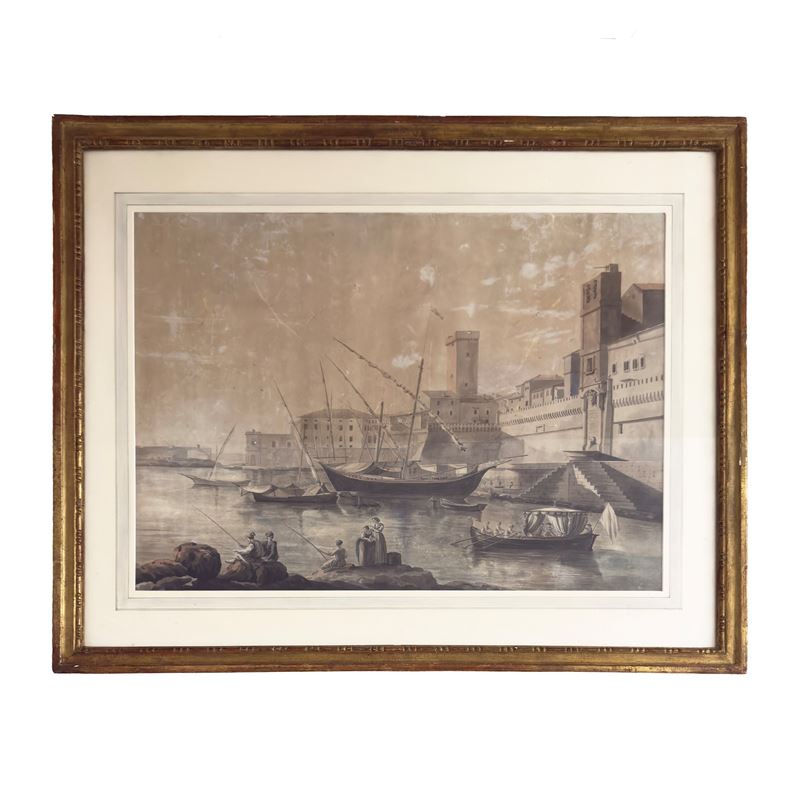 Abraham Ducros e Giovanni Volpato, Il Porto di Civitavecchia, 1780 circa