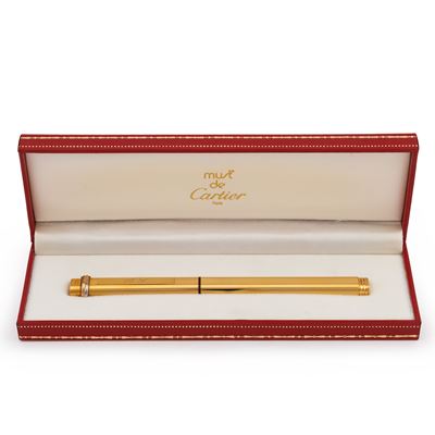 Must de Cartier, penna a sfera placcata in oro giallo con packaging e garanzia originali