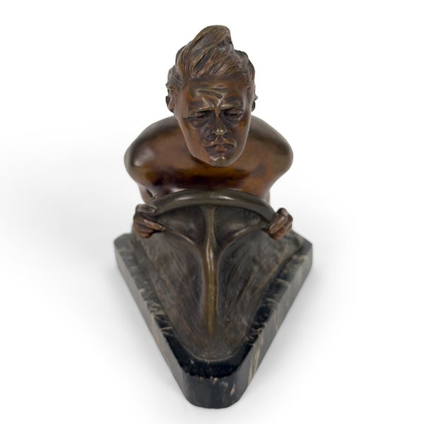 Charles Stewart Rolls, scultura in bronzo patinato, inizi del XX secolo