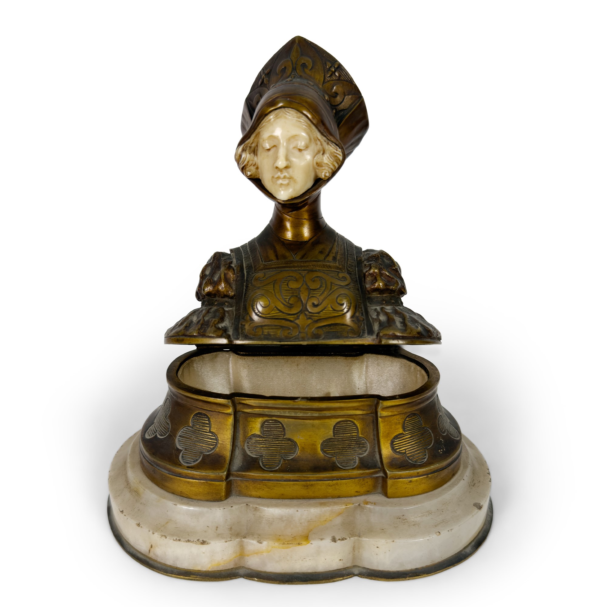 Scatola in bronzo dorato, inizi del XX secolo