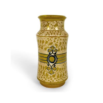 Albarello in maiolica a lustro decorato con motivi vegetali