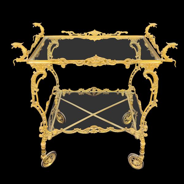 Carrello portavivande in ottone