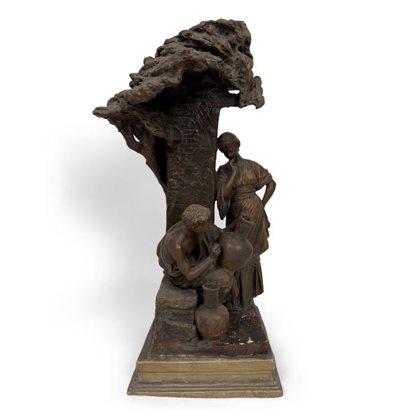 Il vasaio, gruppo in terracotta patinata, fine del XIX secolo