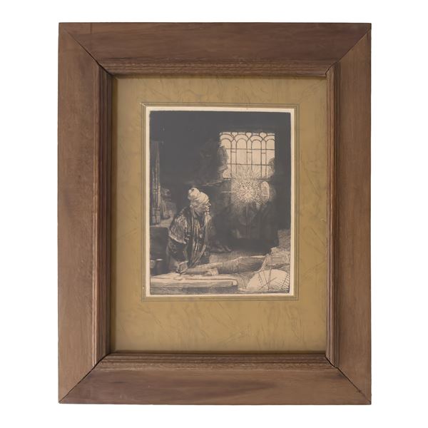 Faust, incisione da Rembrandt, XVIII secolo