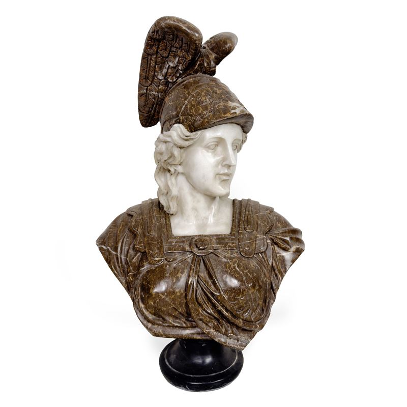 Busto di Minerva, marmo bianco e venato, cm 87x60x40 circa