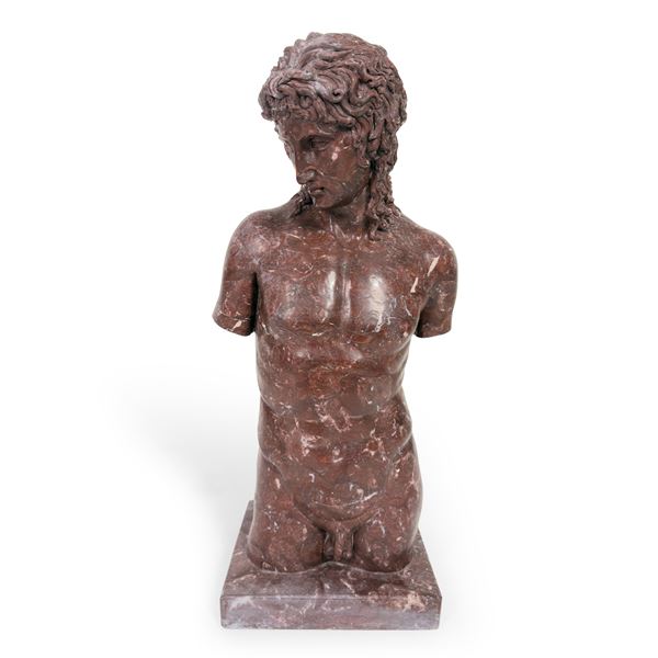 Busto di Antinoo in marmo rosso Levanto